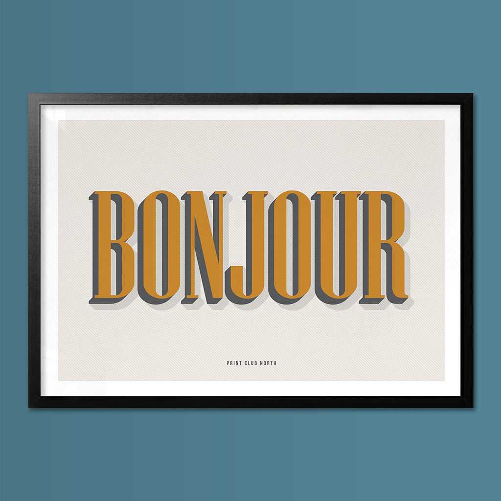 Bonjour Typographic Wall Art