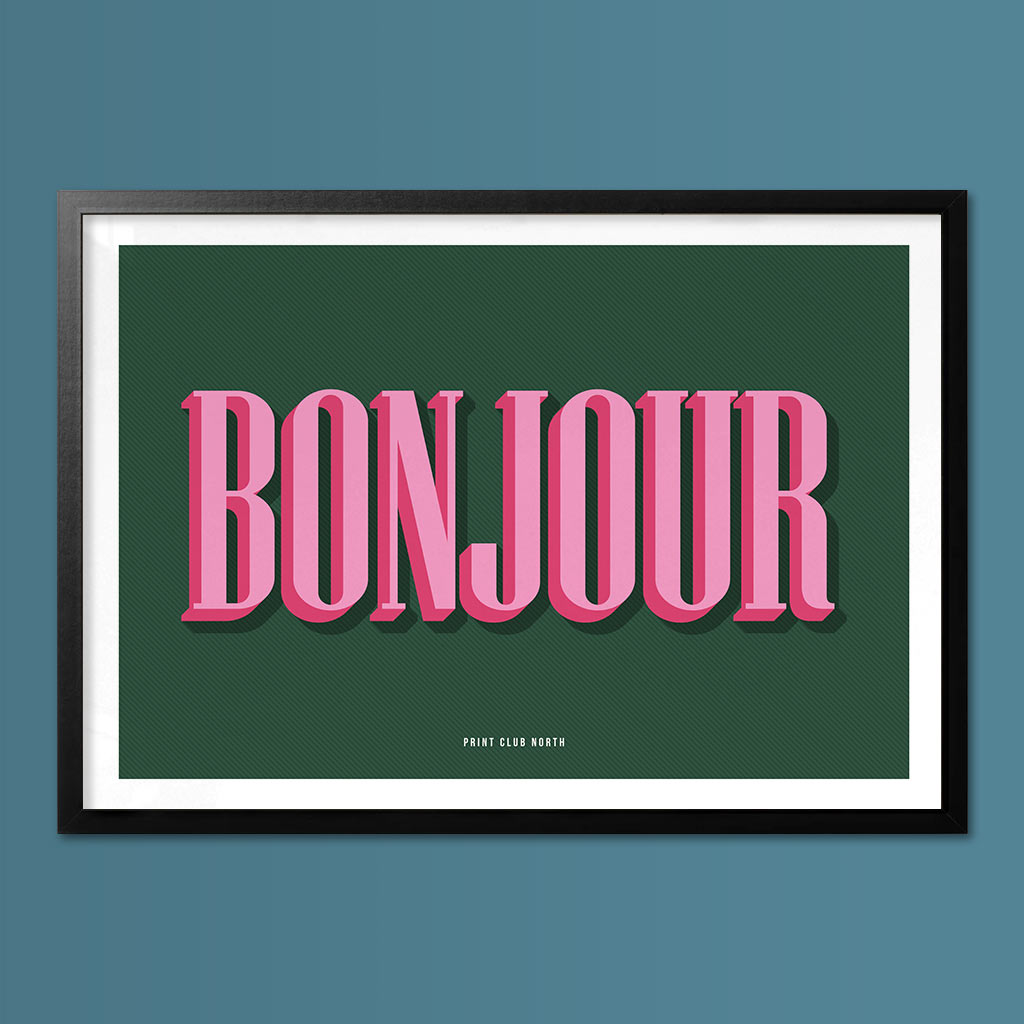 Bonjour Typographic Wall Art