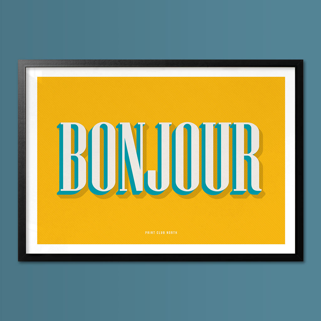 Bonjour Typographic Wall Art