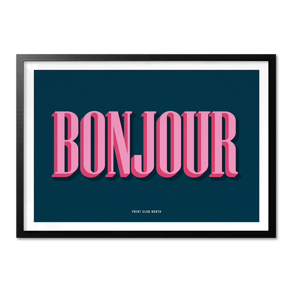 Bonjour Typographic Wall Art