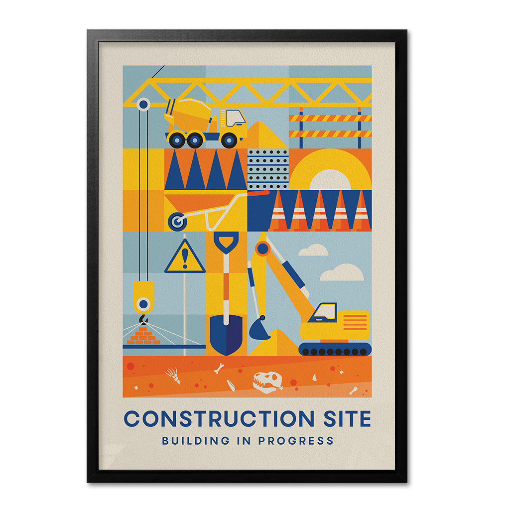 Construction Site, Kids Room Geometric Wall Art