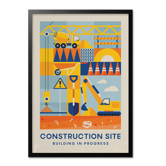 Construction Site, Kids Room Geometric Wall Art