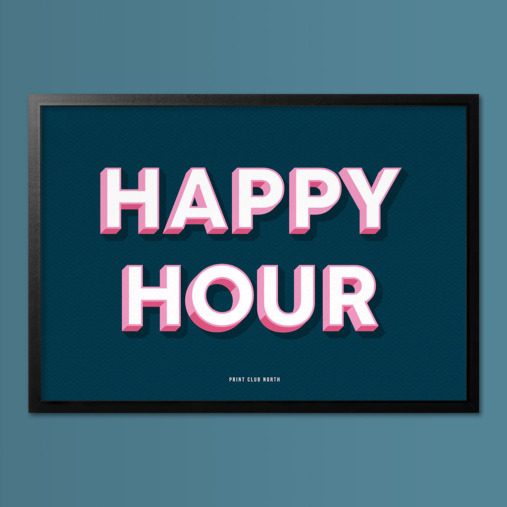 Happy Hour Typographic Wall Art