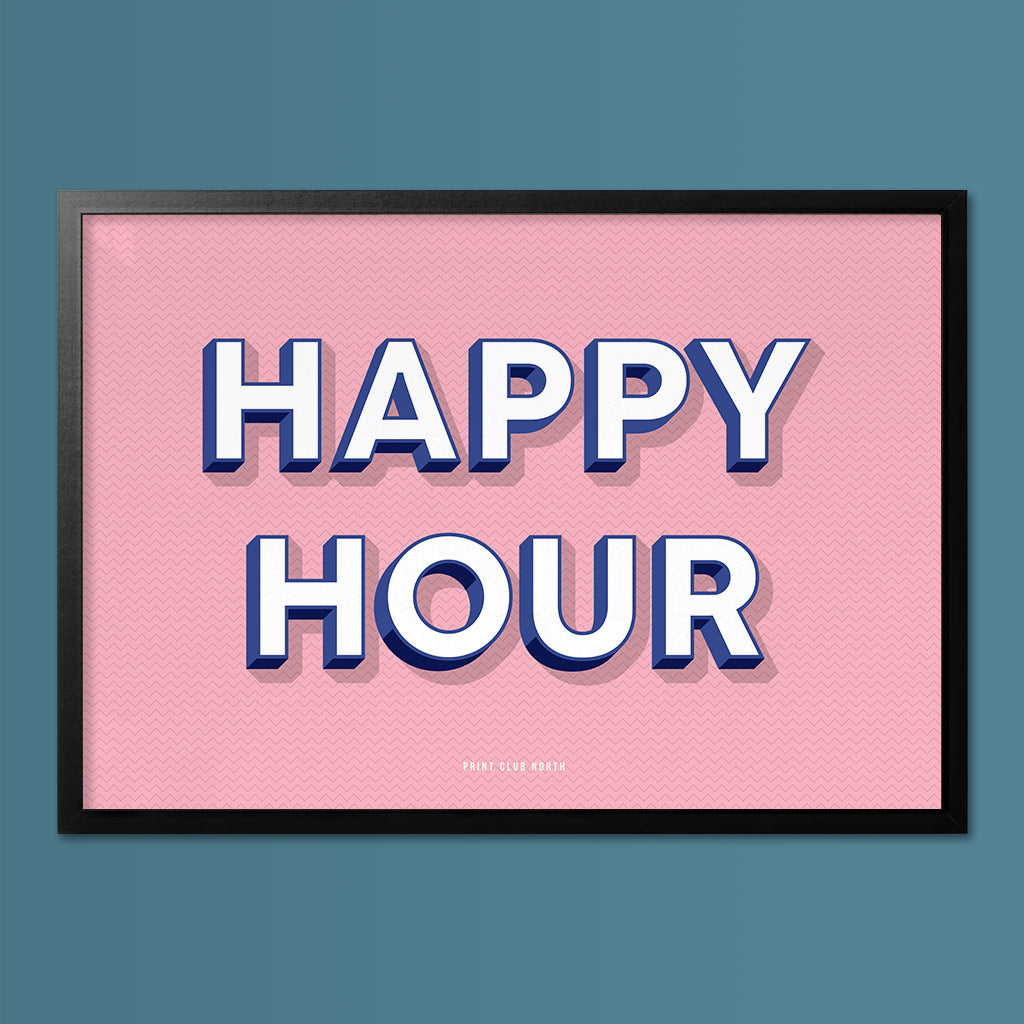 Happy Hour Typographic Wall Art