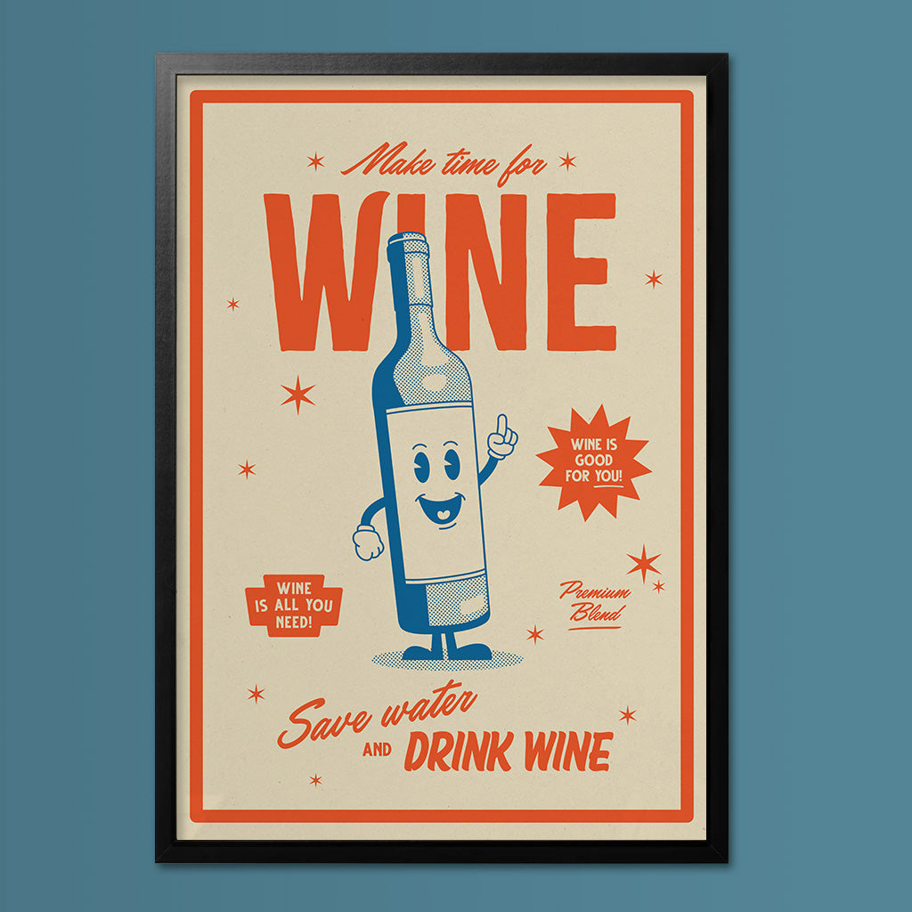 Make time for Wine Retro Wall Art