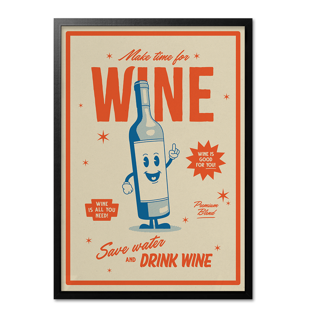 Make time for Wine Retro Wall Art