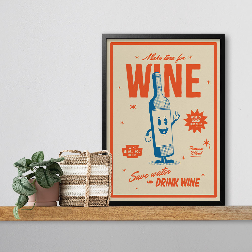 Make time for Wine Retro Wall Art