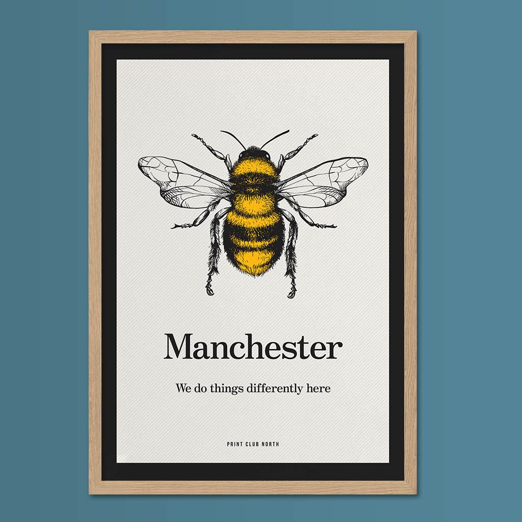 Manchester Bee Typographic Wall Art