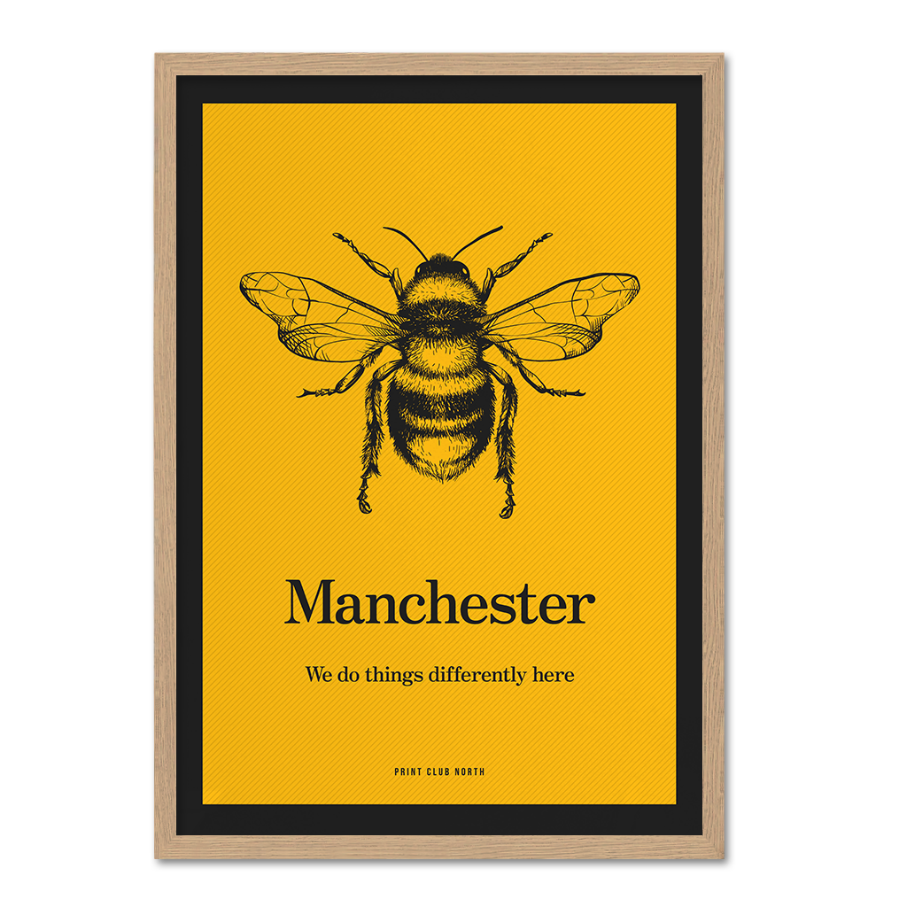 Manchester Bee Typographic Wall Art