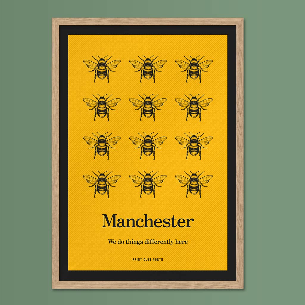 Manchester Bees Typographic Wall Art