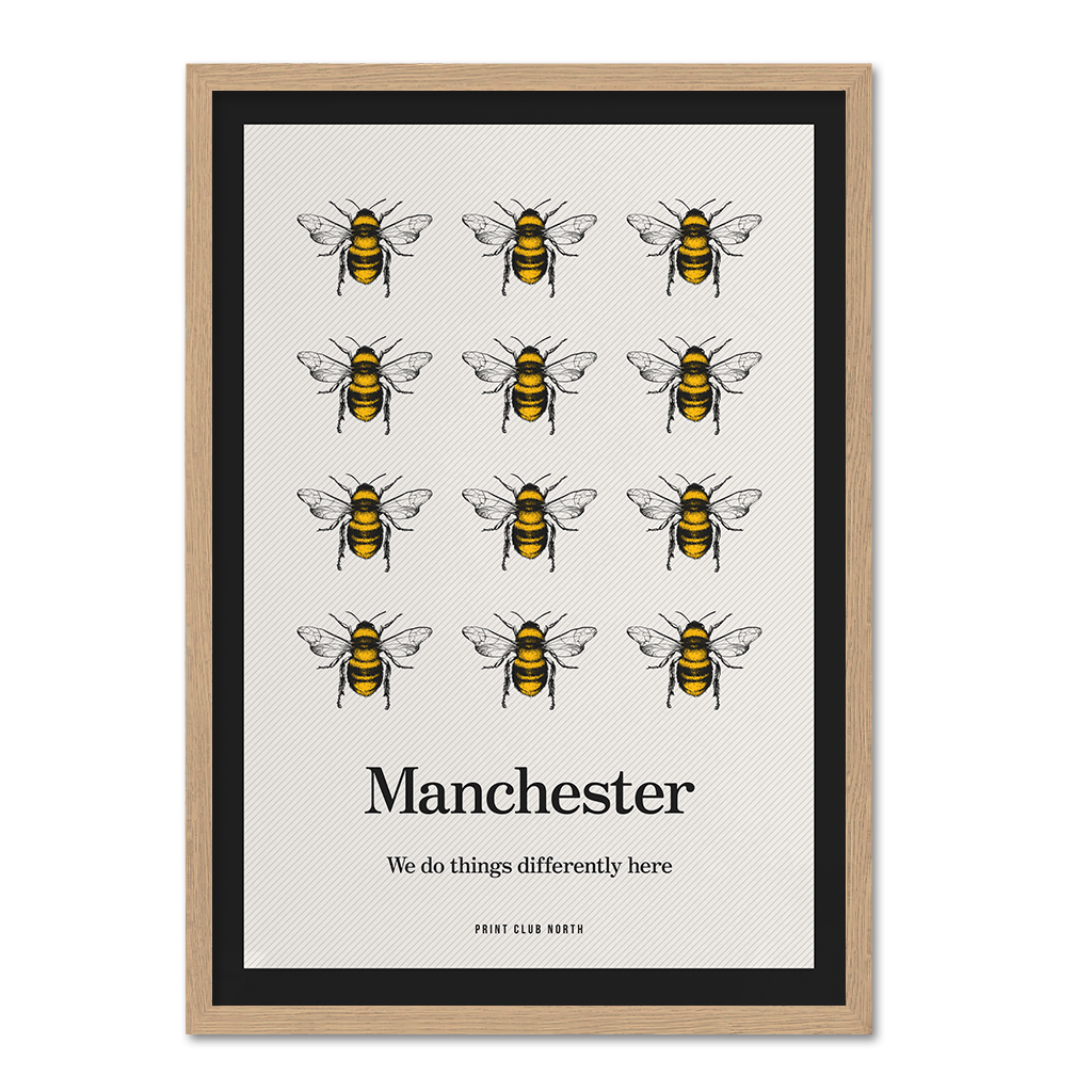 Manchester Bees Typographic Wall Art