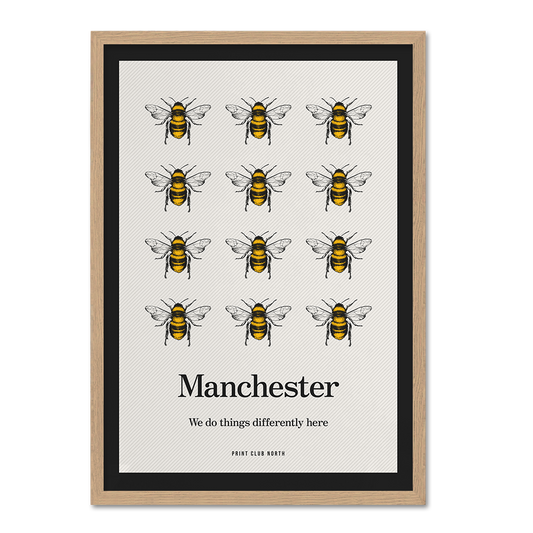 Manchester Bees Typographic Wall Art