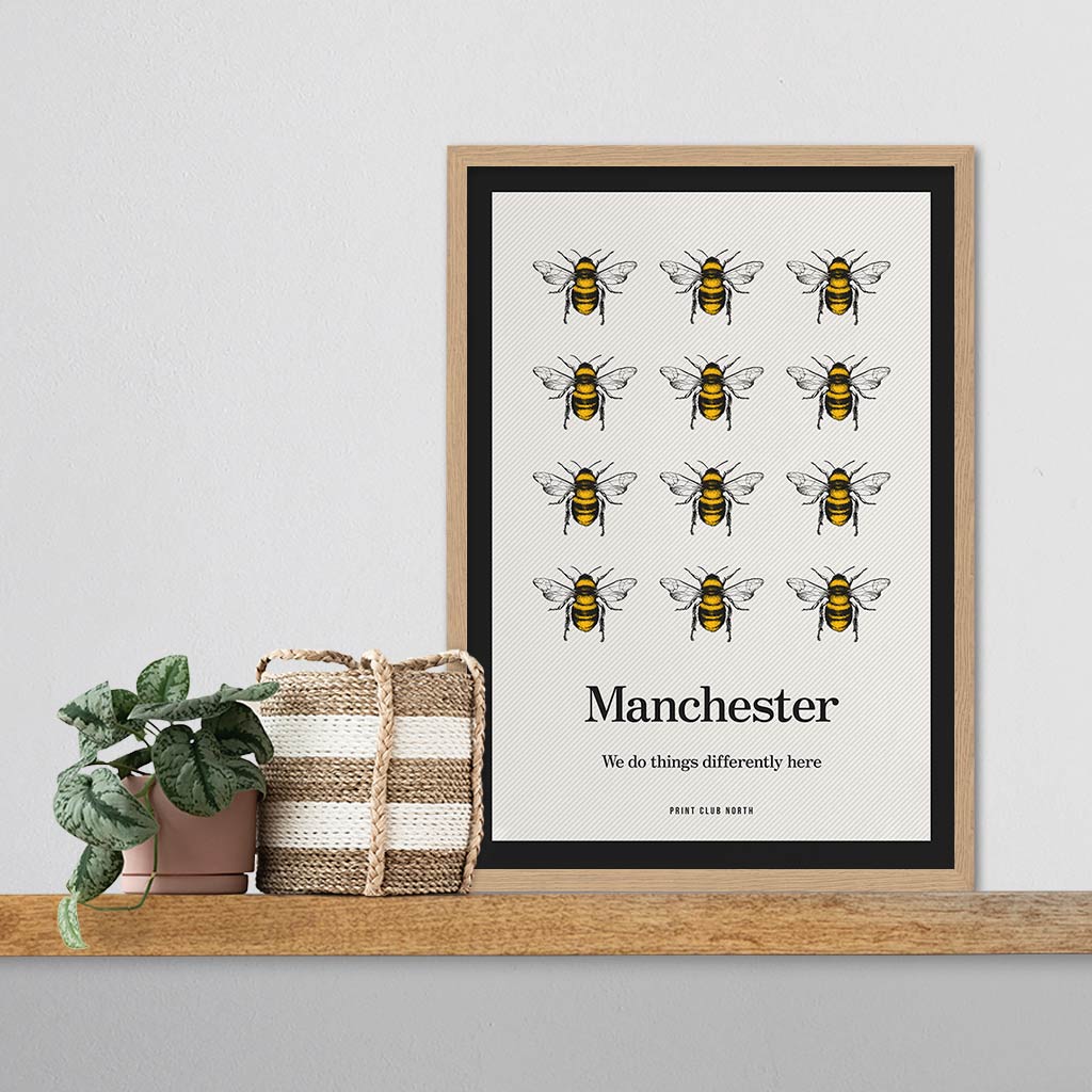 Manchester Bees Typographic Wall Art