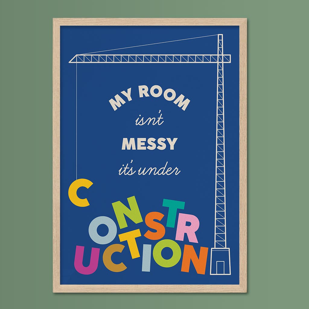 Messy Construction, Kids Room Wall Art
