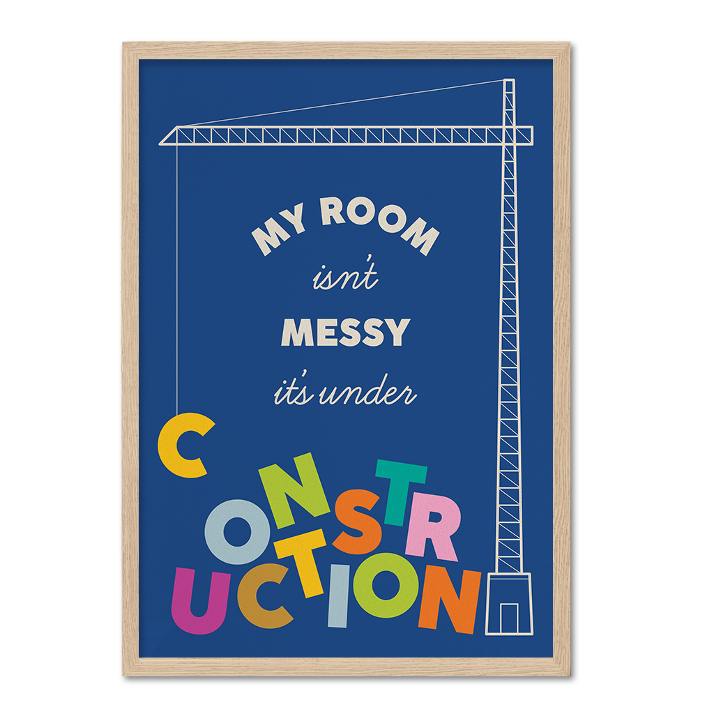 Messy Construction, Kids Room Wall Art