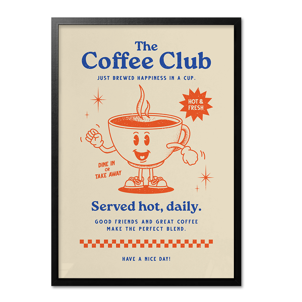 Coffee Club Retro Wall Art