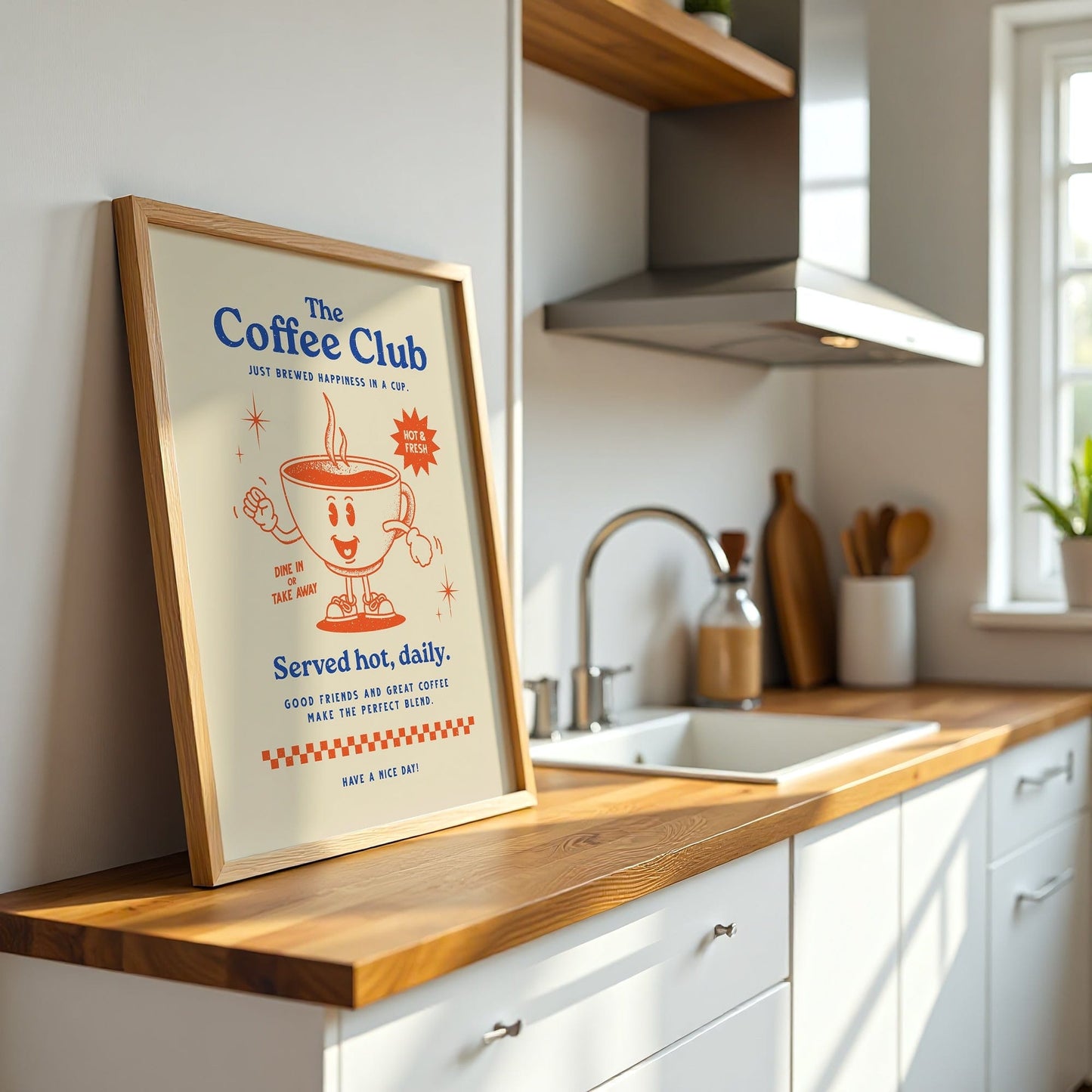 Coffee Club - Retro Typographic UK Kitchen Wall Art Print - Print Club North