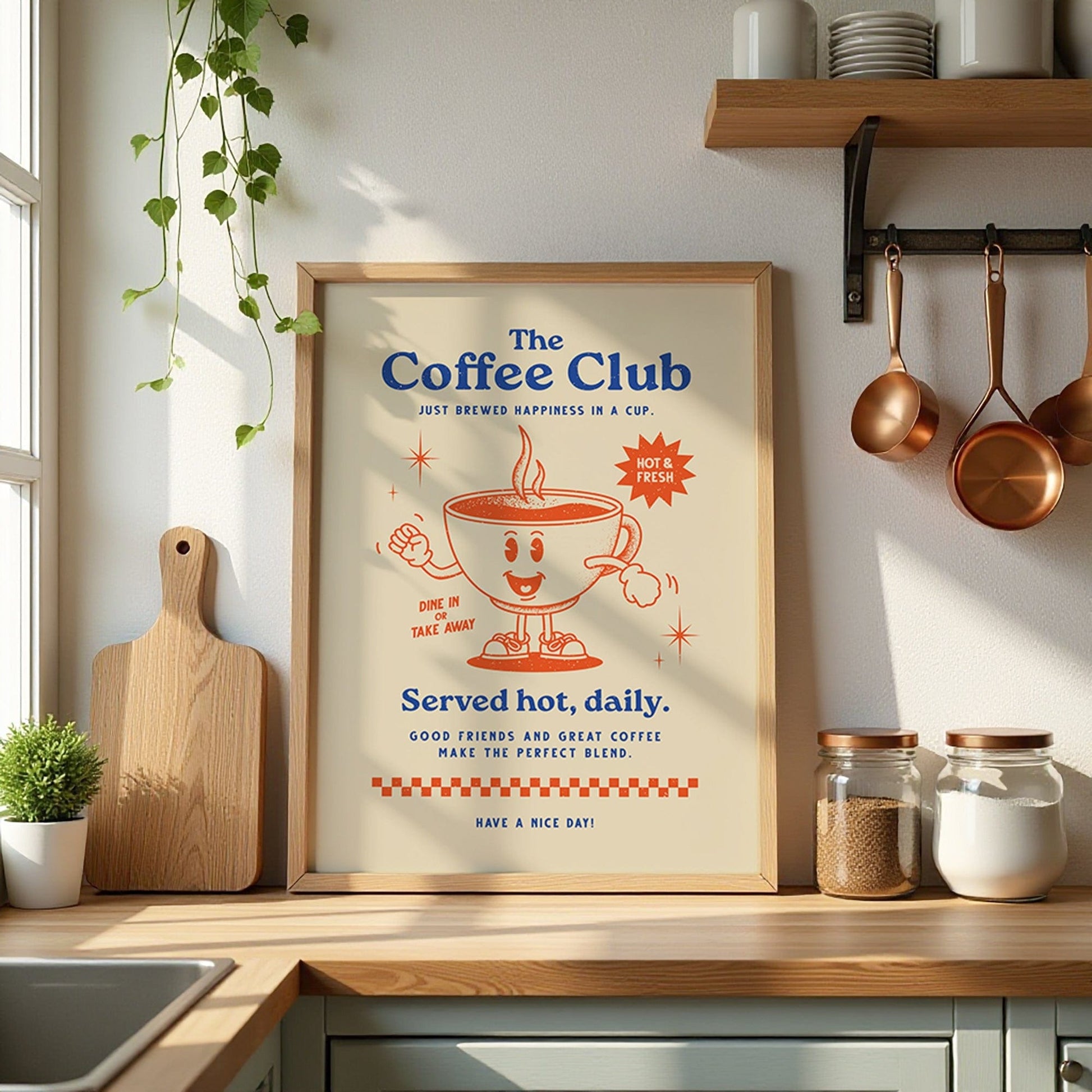 Coffee Club - Retro Typographic UK Kitchen Wall Art Print - Print Club North