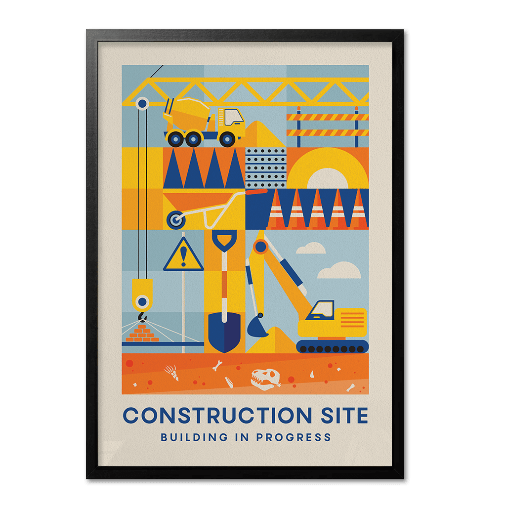 Construction Site, Kids Room Geometric Print - Print Club North