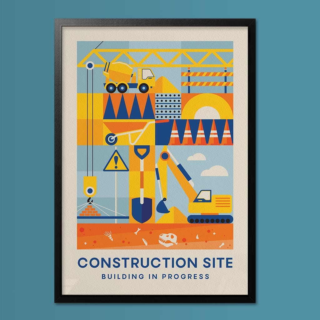 Construction Site, Kids Room Geometric Print - Print Club North