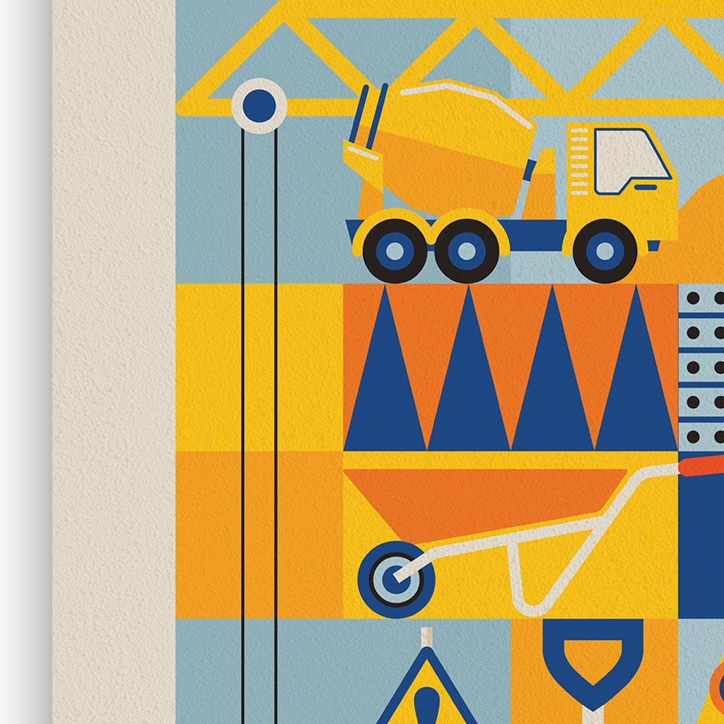 Construction Site, Kids Room Geometric Print - Print Club North