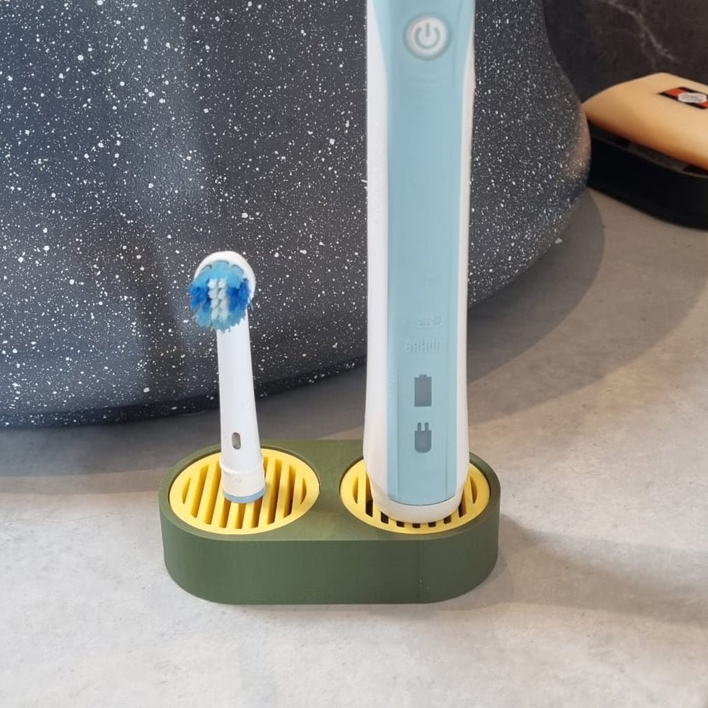 Customisable Oral-B electric toothbrush holder drip tray stand, personalised bathroom accessories brush head holder, Oral B holder pair - Print Club North
