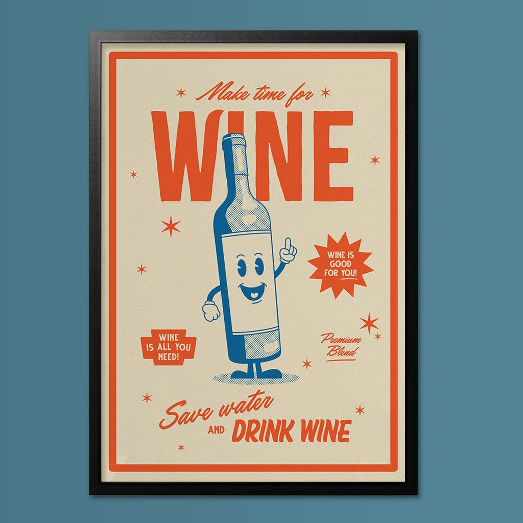 Make Time for Wine Retro Print - Print Club North