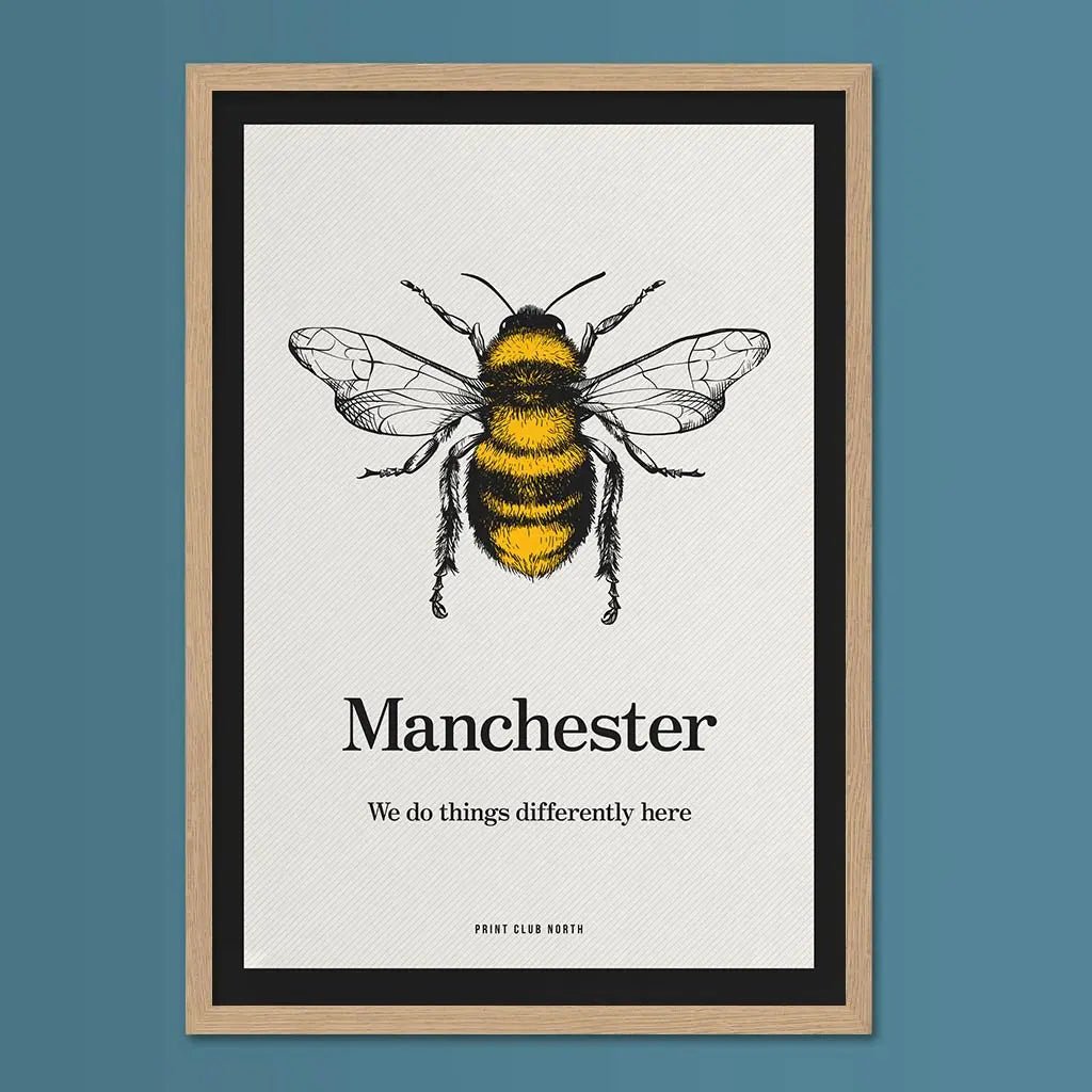 Manchester Bee Typographic Print - Print Club North