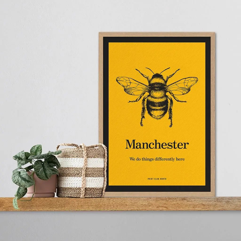 Manchester Bee Typographic Print - Print Club North