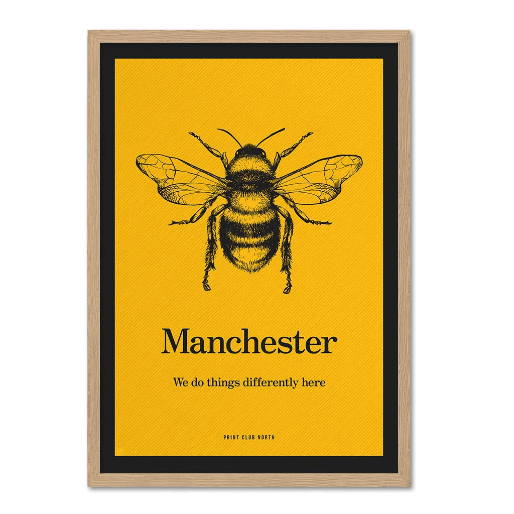 Manchester Bee Typographic Print - Print Club North