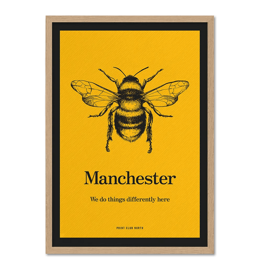 Manchester Bee Typographic Print - Print Club North