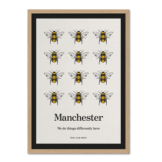 Manchester Bees Typographic Print - Print Club North