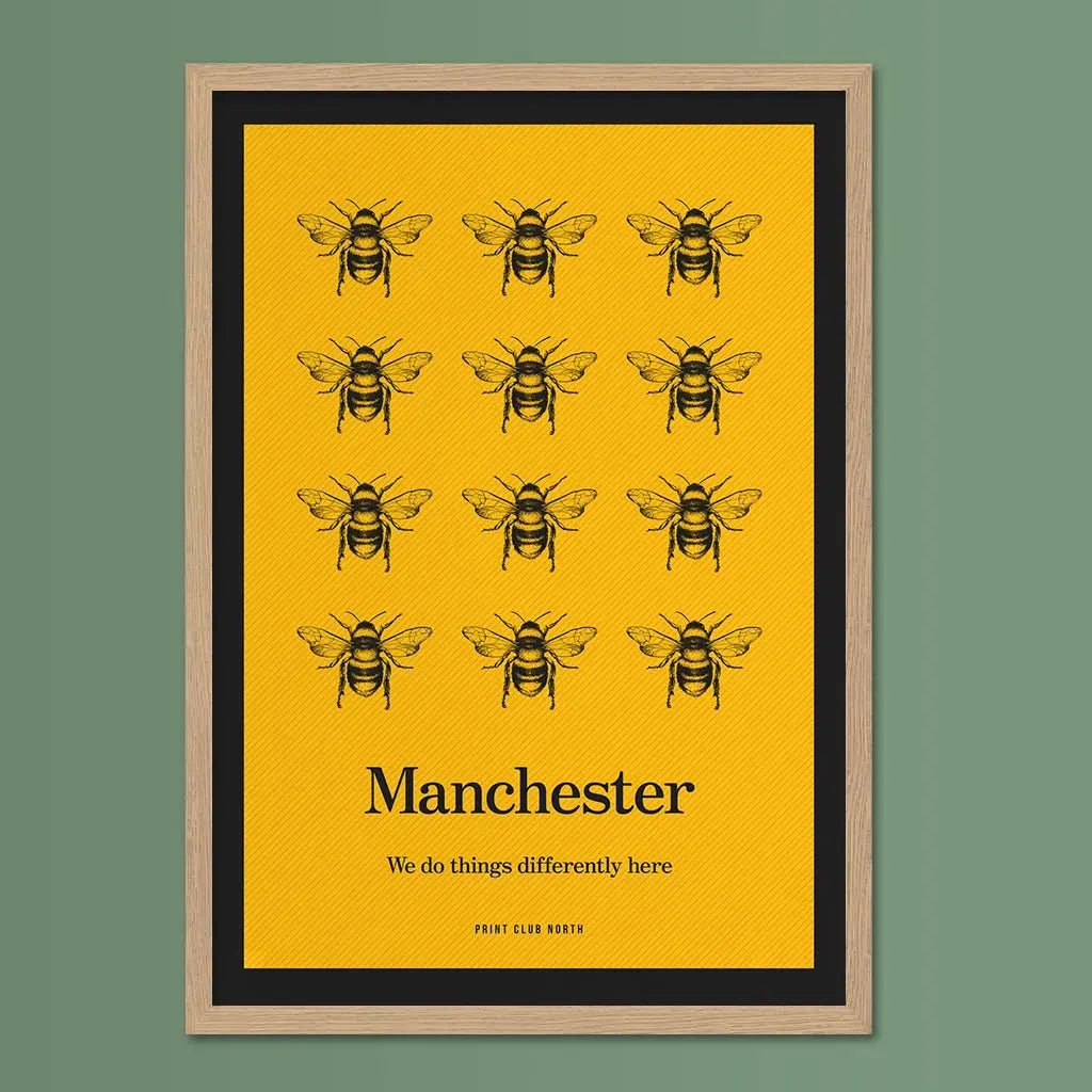 Manchester Bees Typographic Print - Print Club North