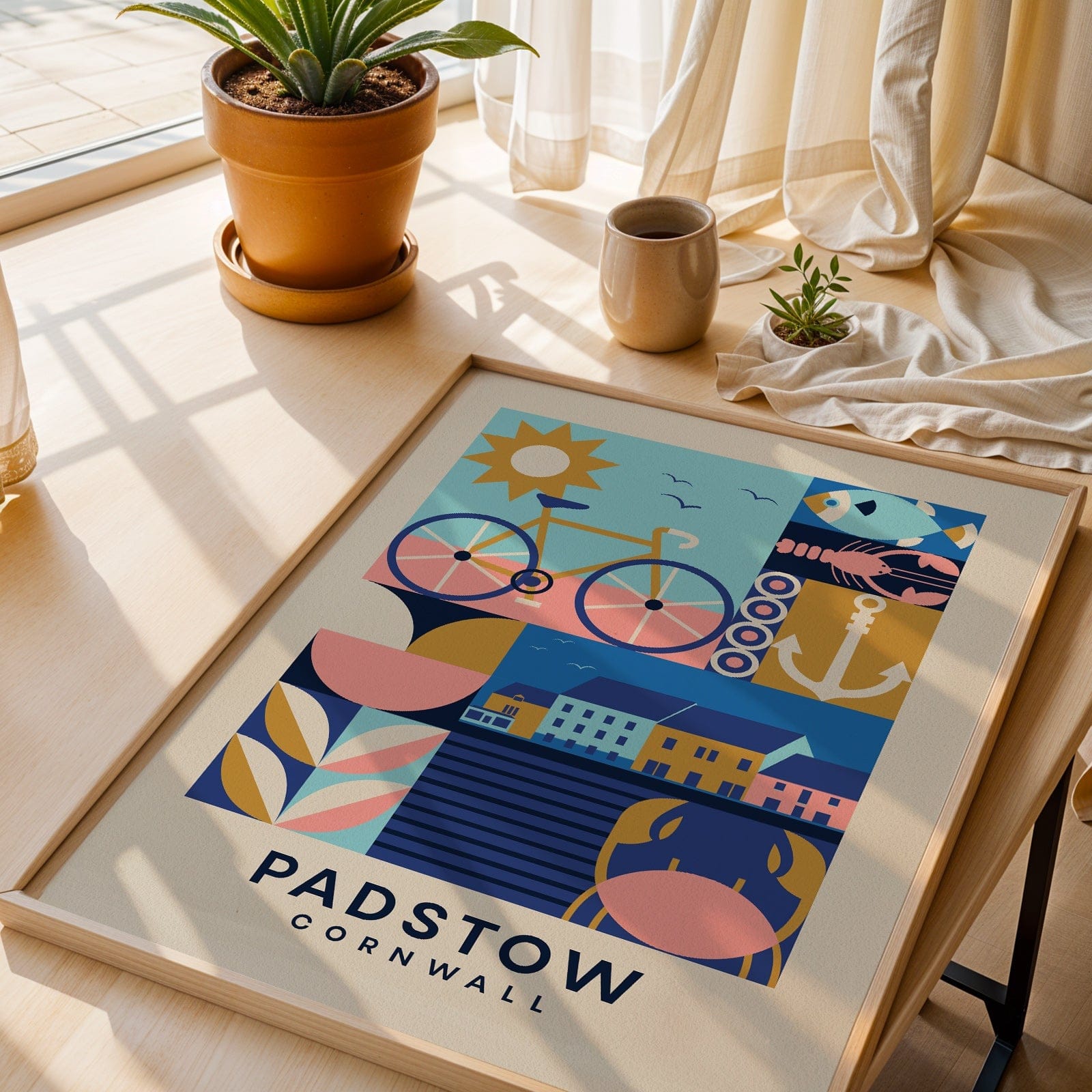 Padstow, Cornwall – Retro Illustrated UK Travel Wall Art Print - Print Club North