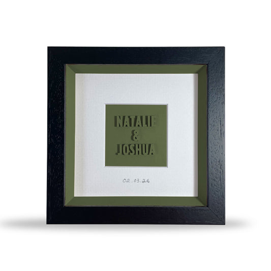 Personalised wedding day gift - framed printed bride and groom present Print Club North